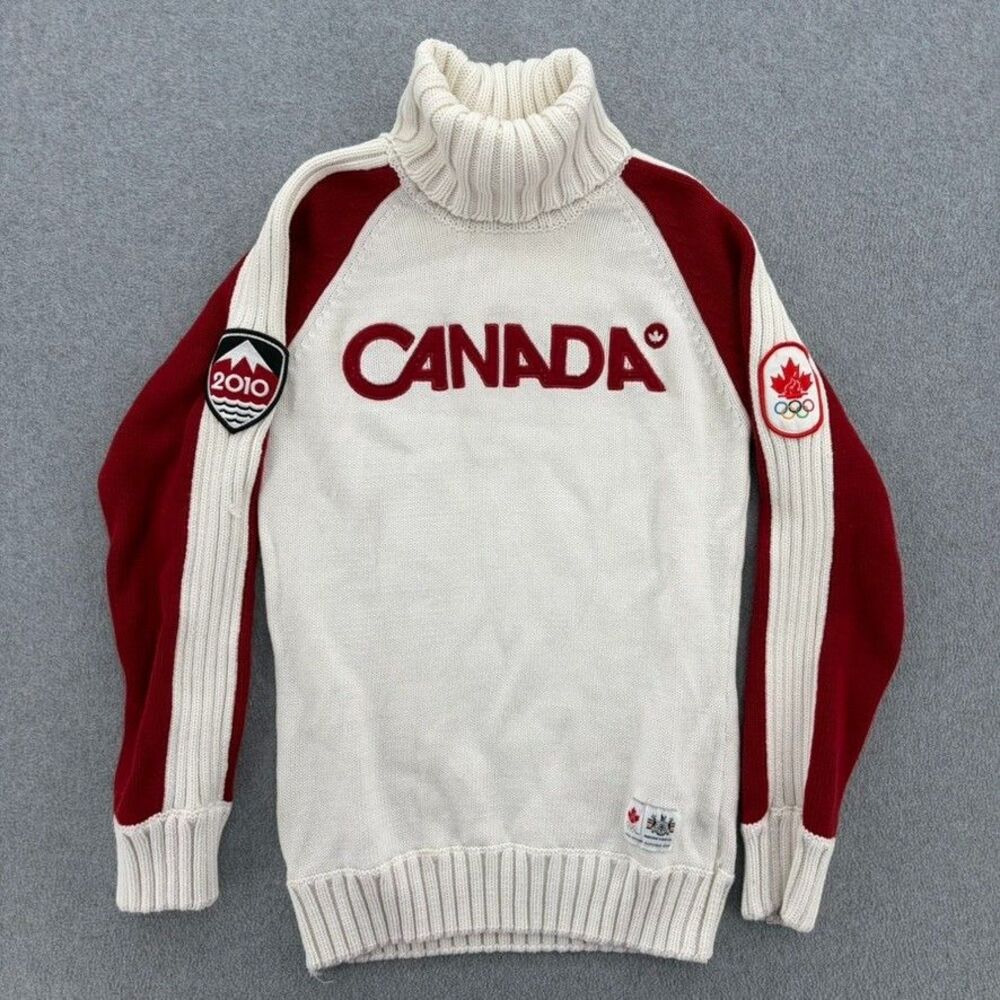 HBC Team Canada Olympics 2010 Womens Turtleneck Cream Red Size Samll